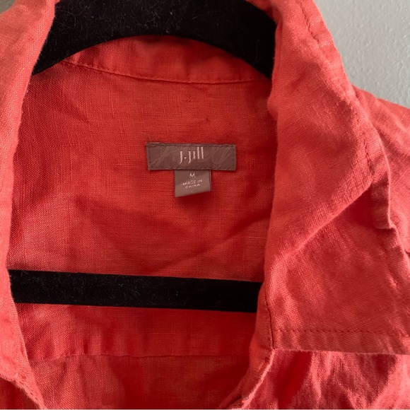 J. Jill Love Linen 100% linen Orange/coral Button-Up Shirt - Picture 3 of 7